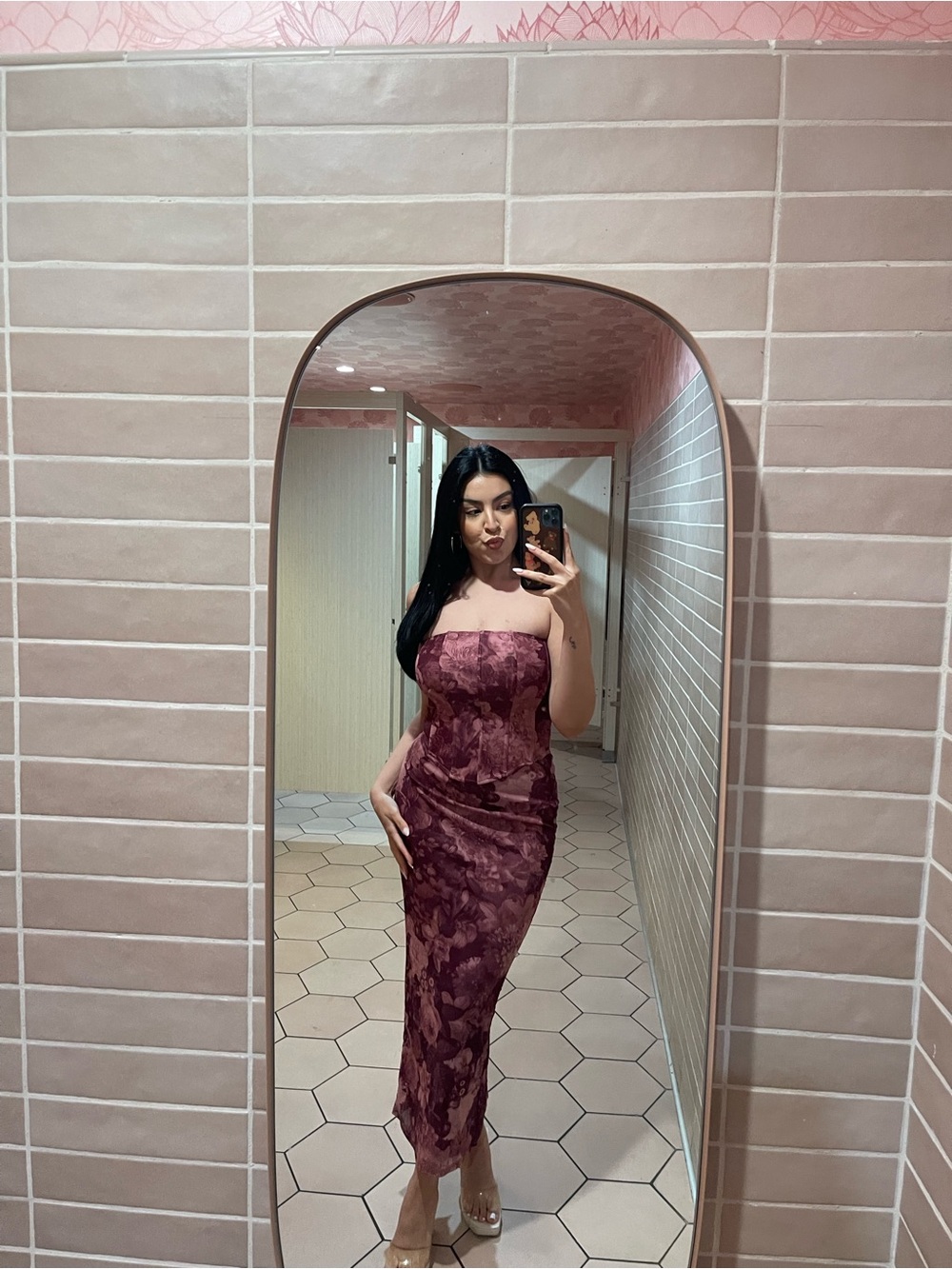 Windsor Burgundy Floral Two-Piece Skirt Set